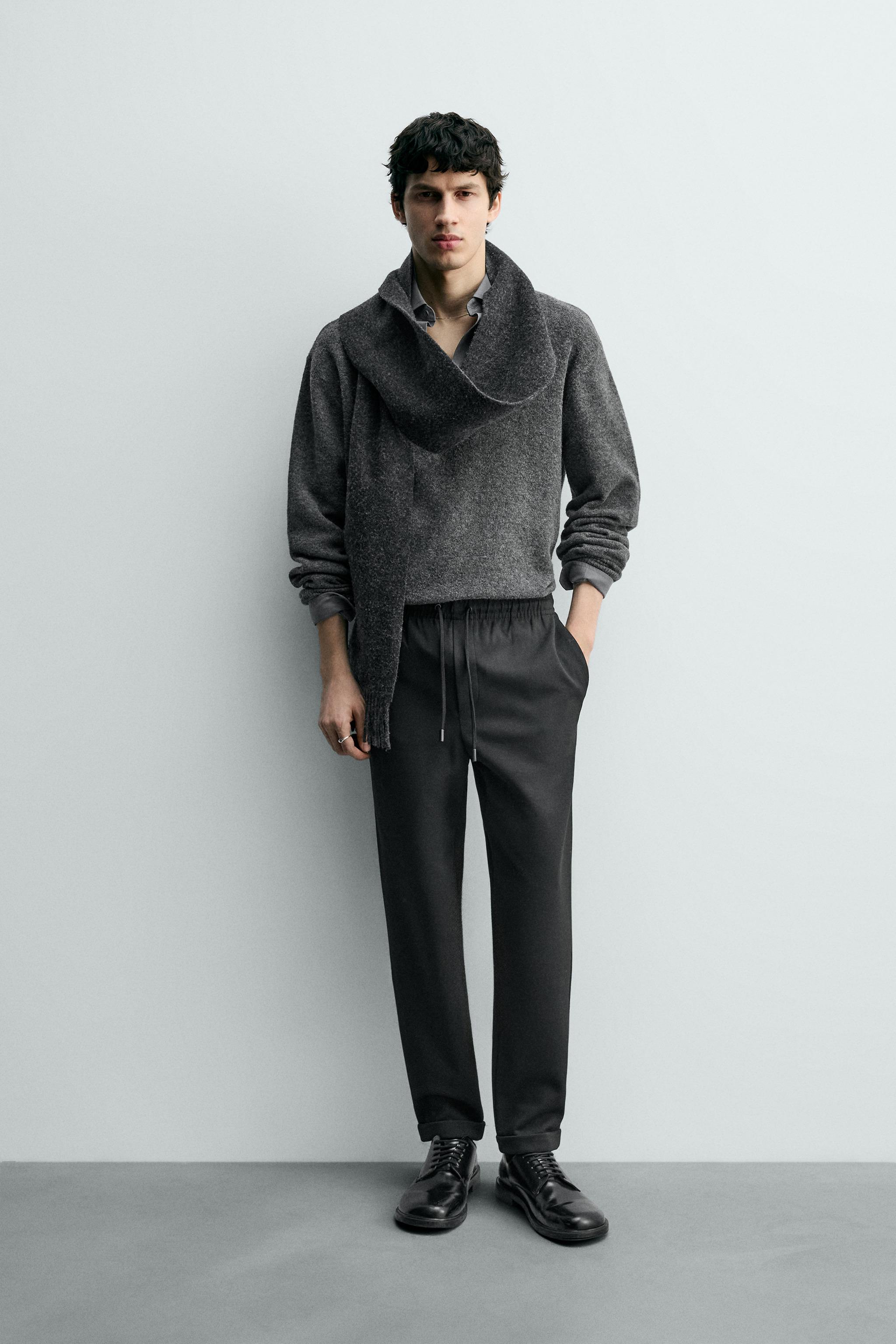 NON-IRON COMFORT JOGGER WAIST TROUSERS - Black | ZARA South Africa