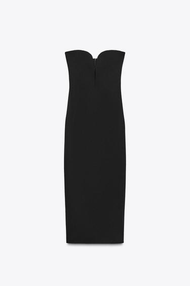 ROBE MIDI ENCOLURE CŒUR - Noir de Zara - Image 4