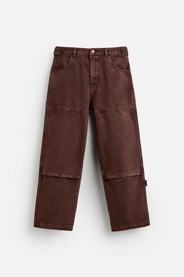 RELAXED FIT CARGO TROUSERS - Rust by Zara