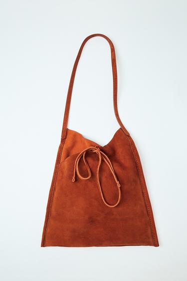 ÇANTË MINI LËKURE E RRAFSHËT ME FJONGO - Portokalli nga Zara