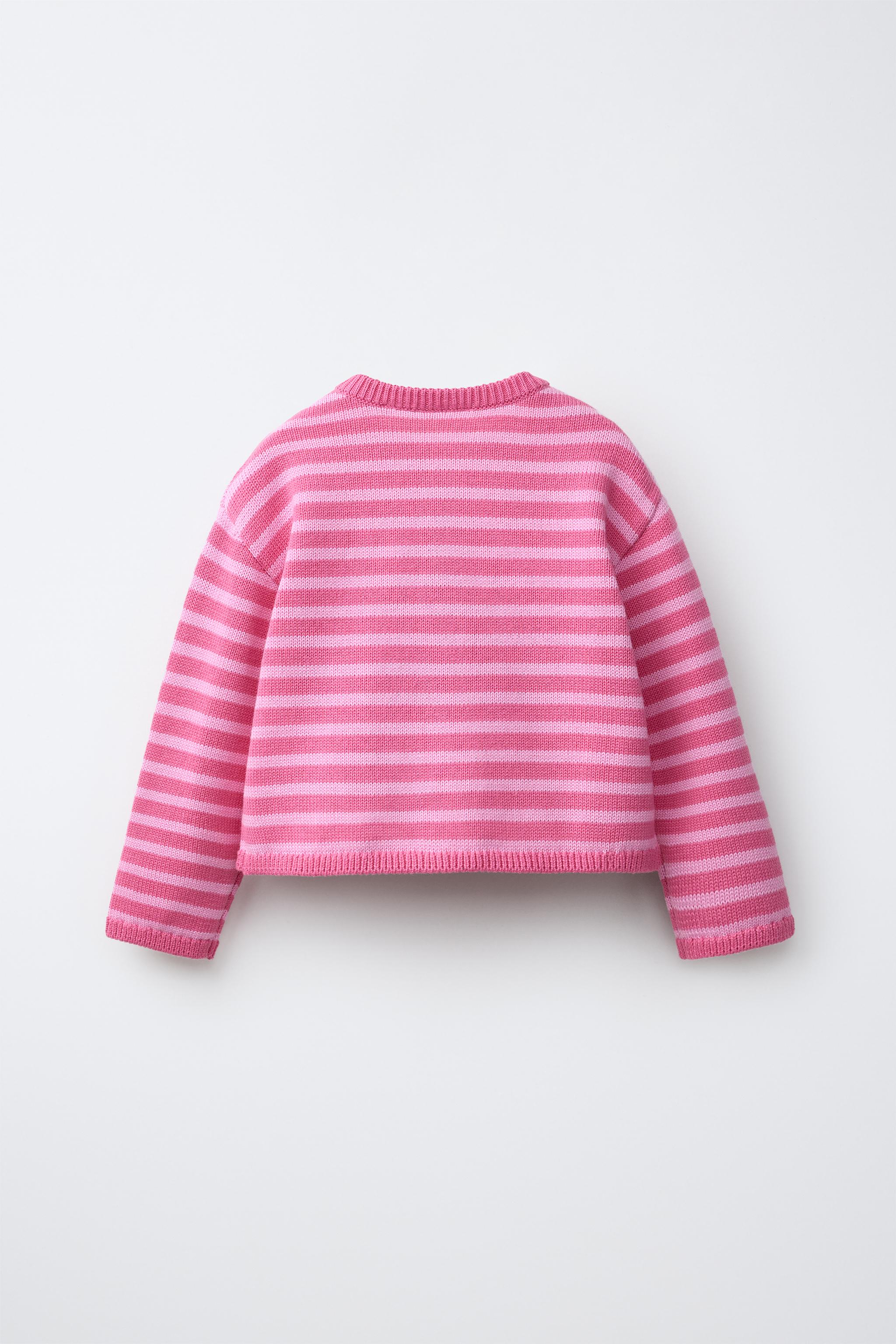STRIPED HEART CARDIGAN — Pink (alternate view)