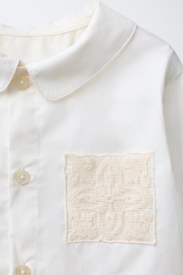 CHEMISE À POCHE EN DENTELLE - Écru de Zara - Image 2