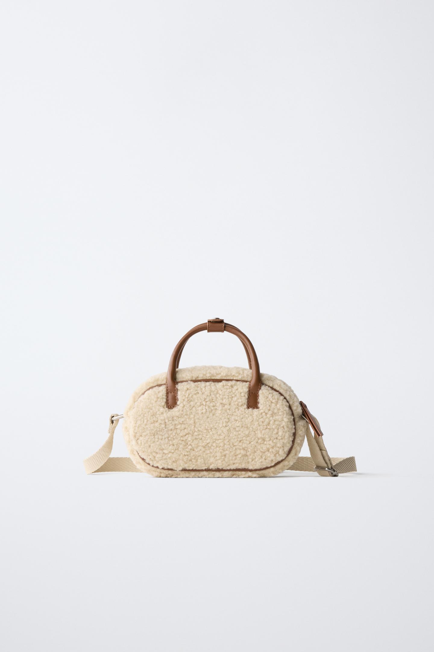 Детская сумка Zara Shearling Patch Crossbody, цвет: Молочный белый — фото 5