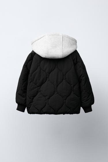 WATER-REPELLENT HOODED QUILTED BOMBER JACKET - Black by Zara - Image 3