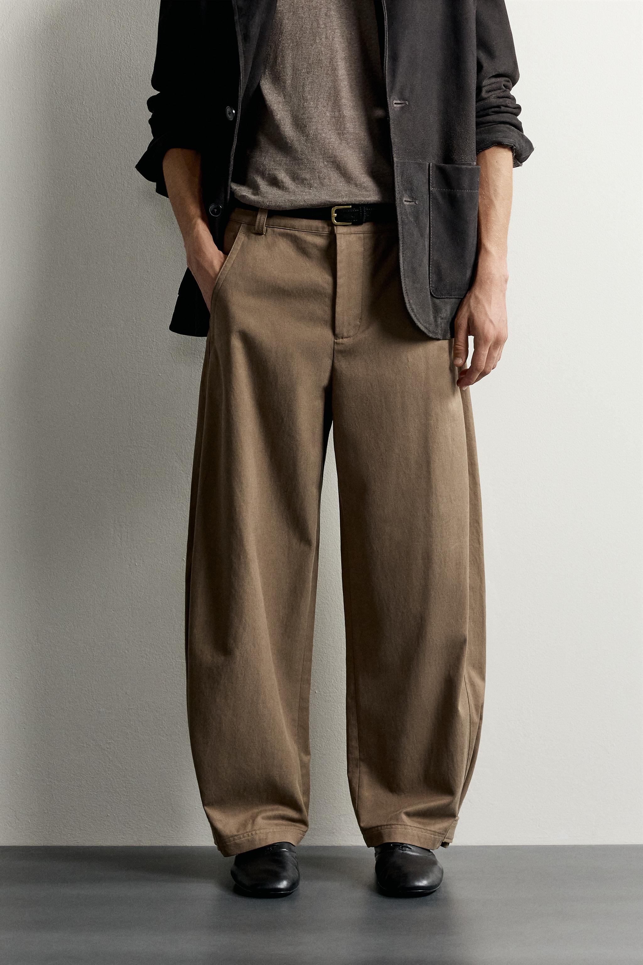 BALLOON FIT PANTS WITH TABS — Mink