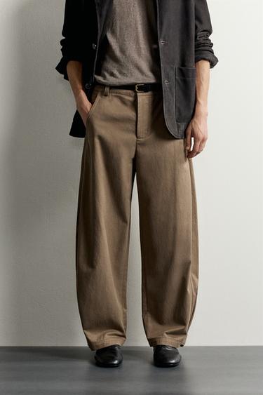 BALLOON FIT TROUSERS WITH TABS - Mink by Zara