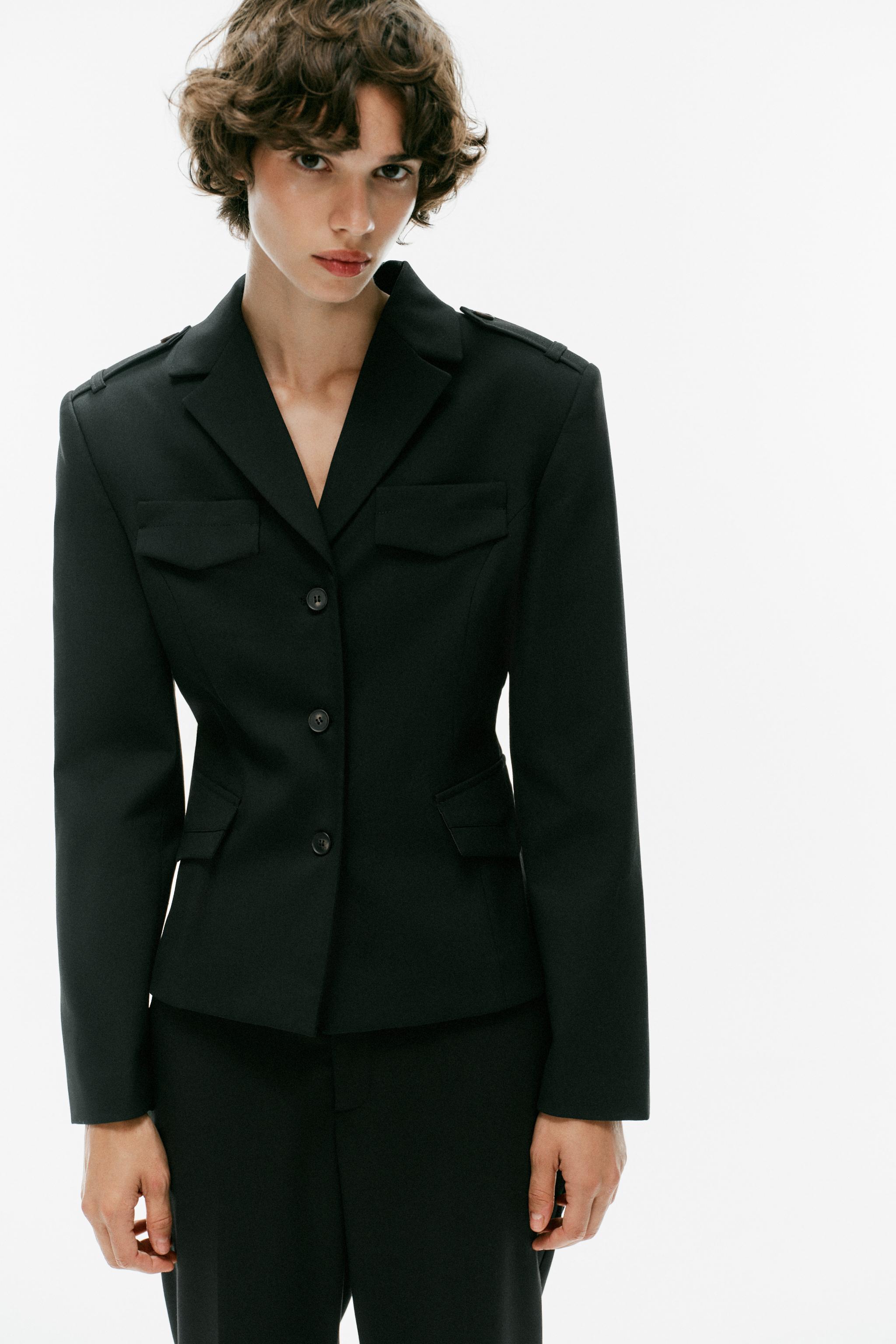 SHORT LAPEL BLAZER — Black