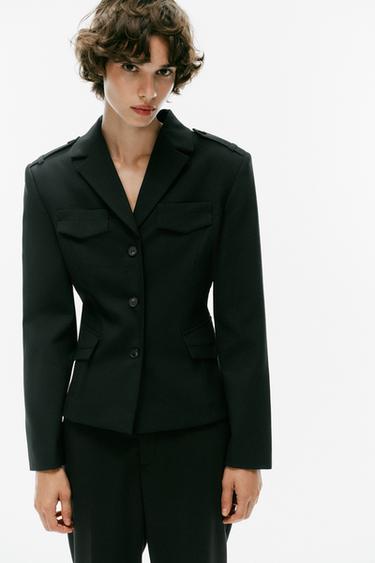 SHORT LAPEL BLAZER — Black 1