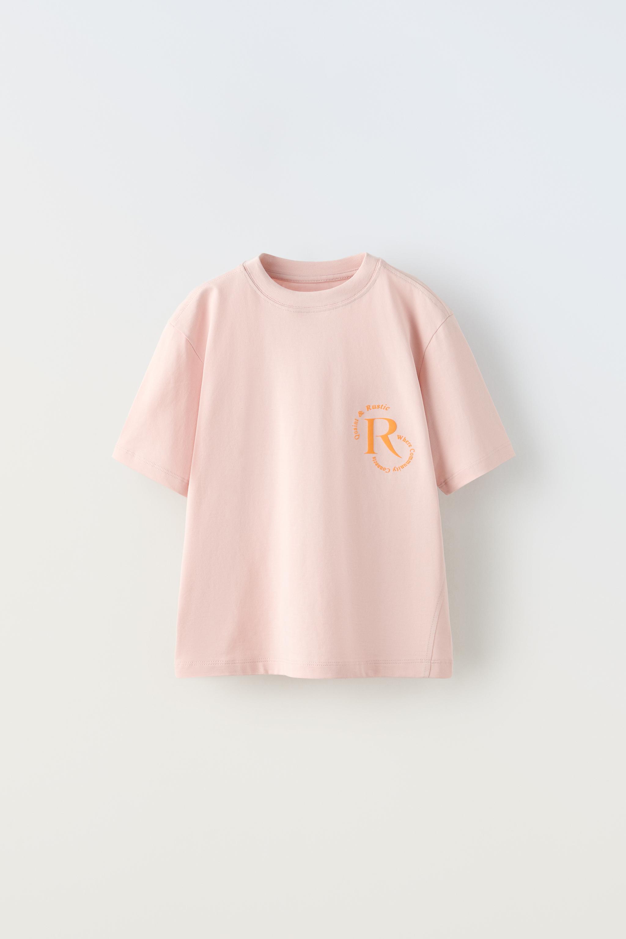 テキストプリント Tシャツ - チョークピンク | ZARA Japan / 日本