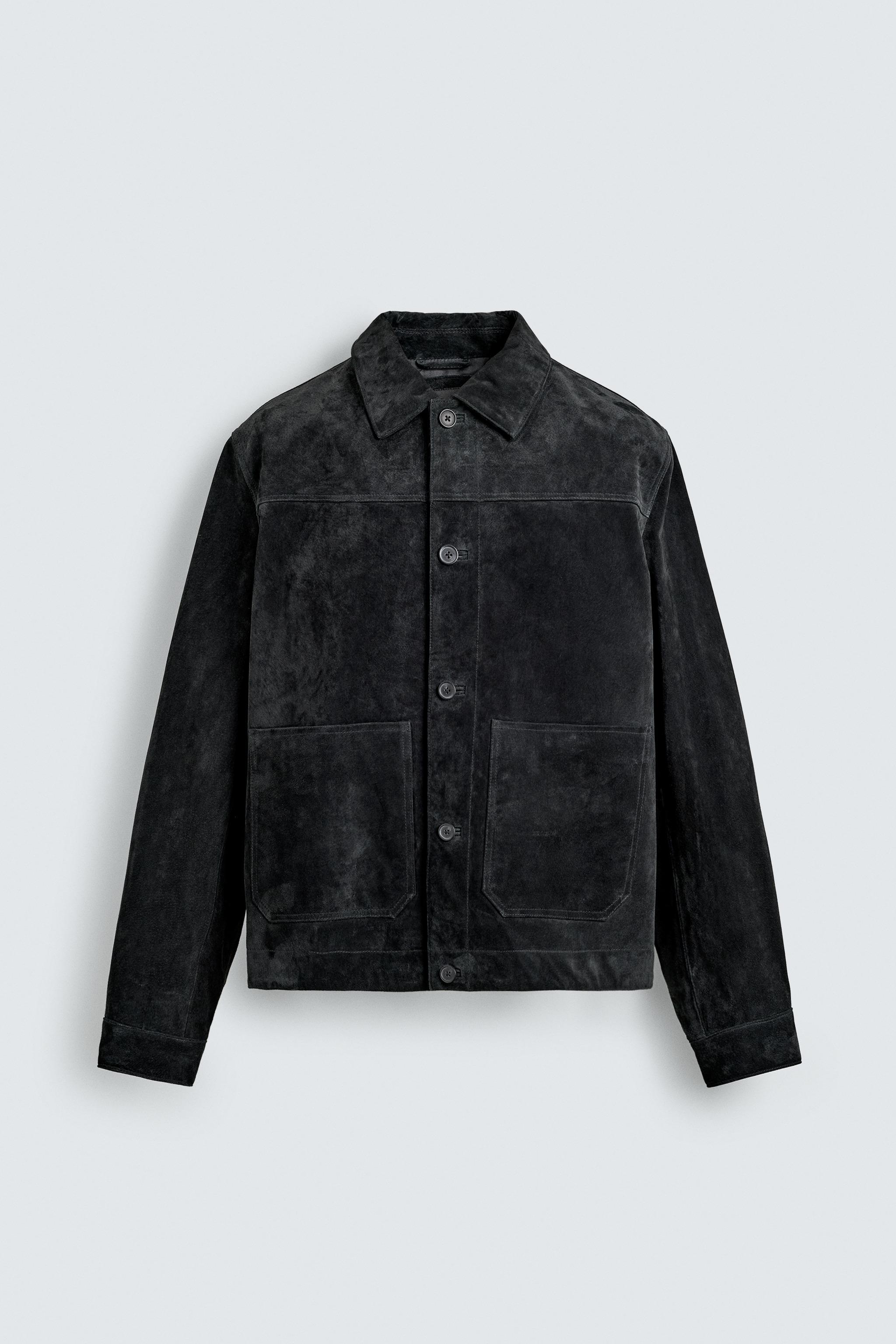 archive zara western jacket suède black SUEDE LEATHER JACKET - Anthracite Grey | ZARA Australia