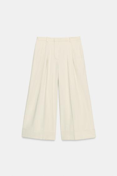 PANTALON À PLIS AVEC LIN ZW COLLECTION - Écru de Zara - Image 5