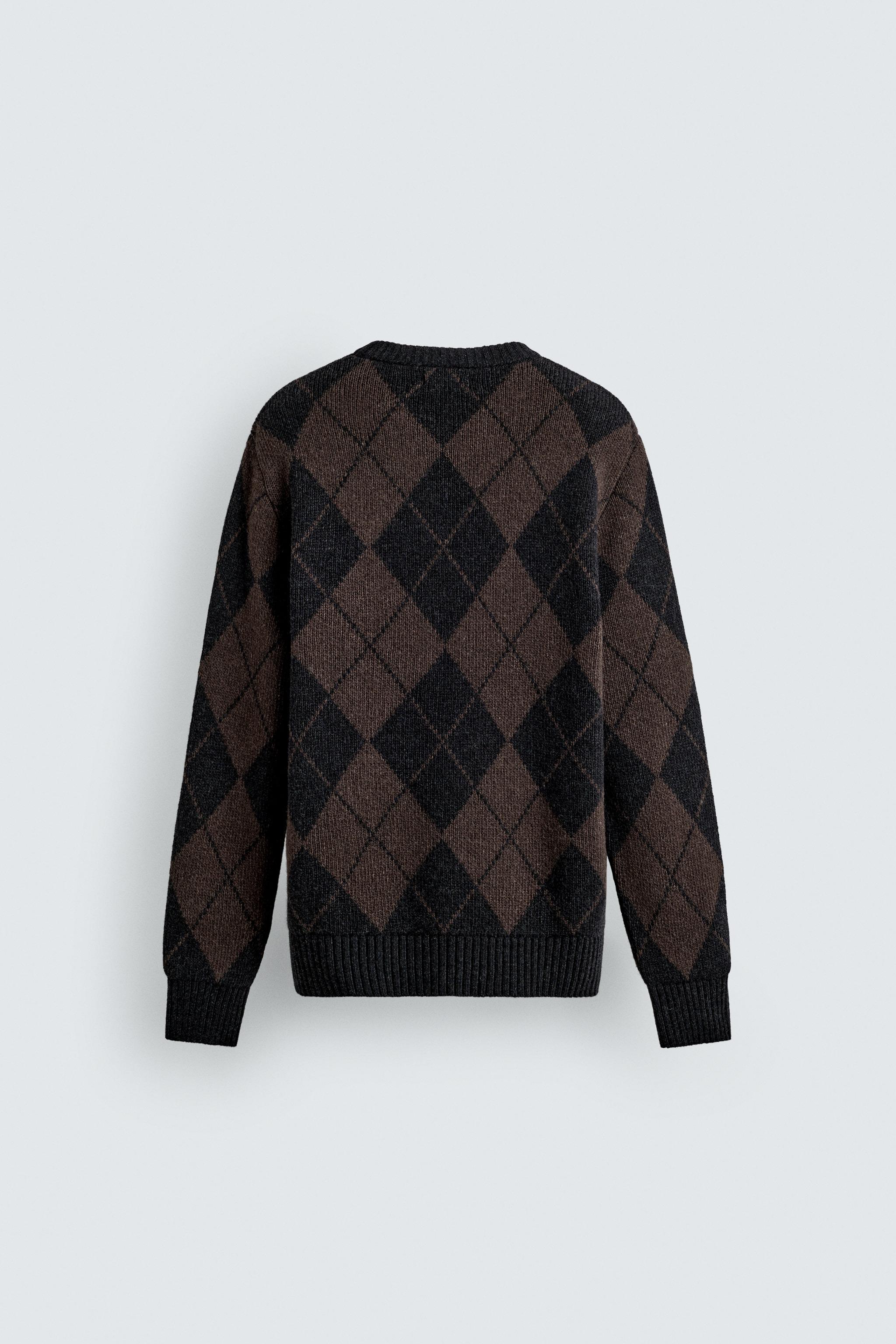 DIAMOND JACQUARD WOOL BLEND JUMPER