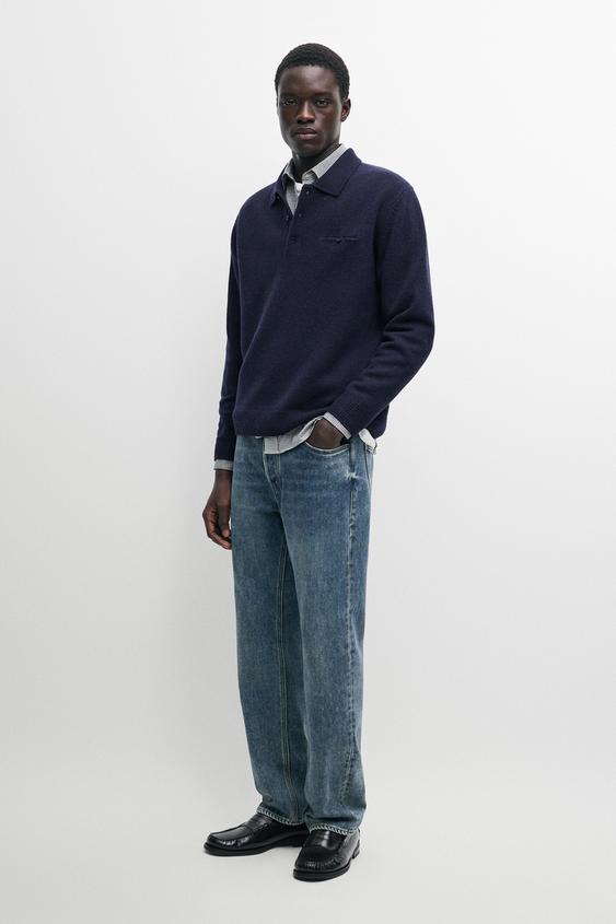Zara 100% wool knit polo collar sweater - 452 - Image 0