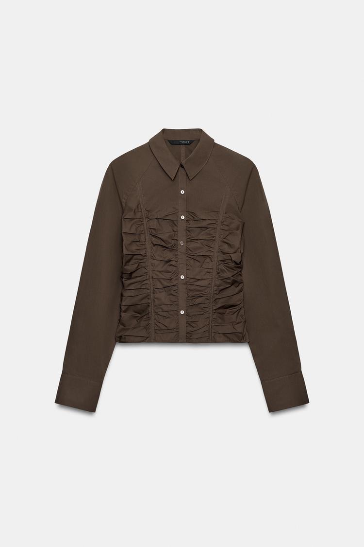 POPLIN GATHERED SHIRT