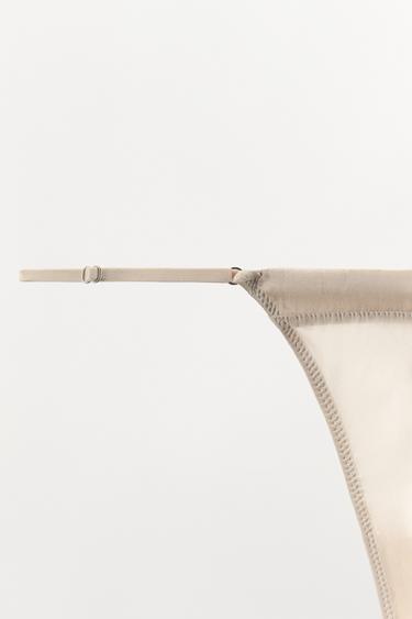 SILK MIX THONG - Beige by Zara - Image 2