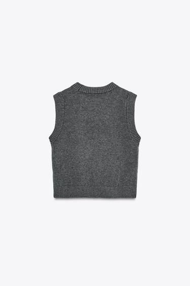 BLØD STRIKVEST - mellemgrå fra Zara