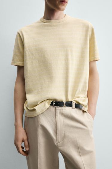T-SHIRT RAYURES DÉLAVÉ - Jaune clair de Zara - Image 5