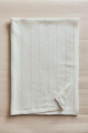 COPERTA PER NEONATO IN CASHMERE A MAGLIA - Écru di Zara