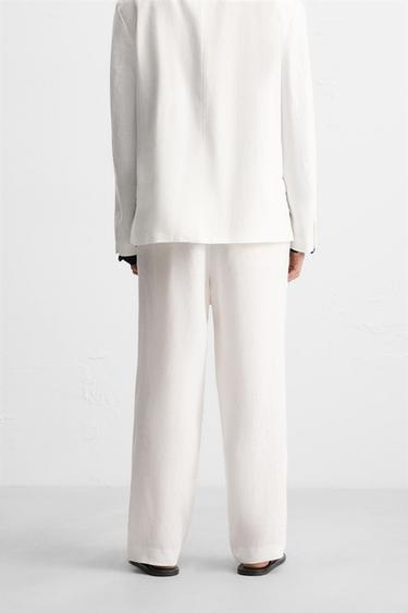 100% LINEN SUIT TROUSERS - White by Zara - Image 2