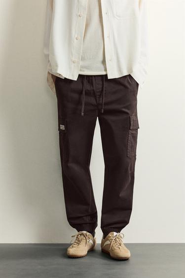 SLIM FIT CARGO TROUSERS - Brown by Zara