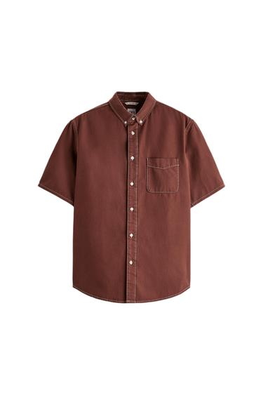 SHIRT WITH CONTRAST TOPSTITCHING
