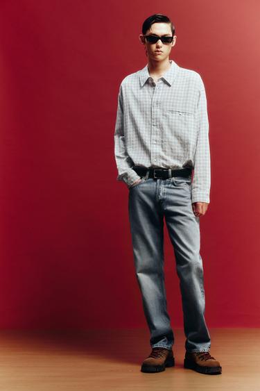 STRAIGHT-LEG JEANS - Mid-blue by Zara