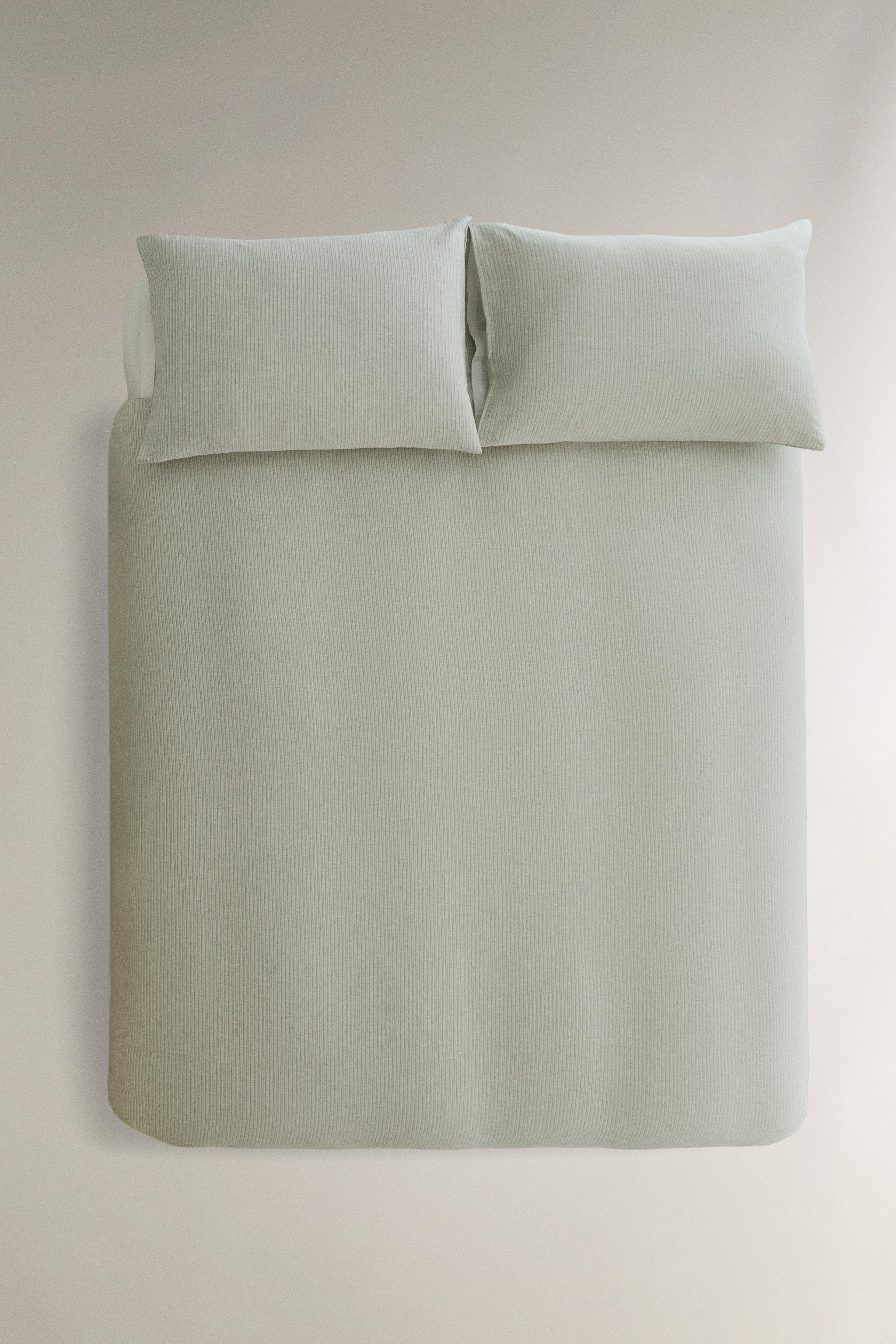 STRIPED LINEN AND COTTON DUVET COVER