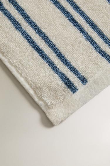 DOUBLE STRIPE BATH TOWEL - dusty blue by Zara - Image 2