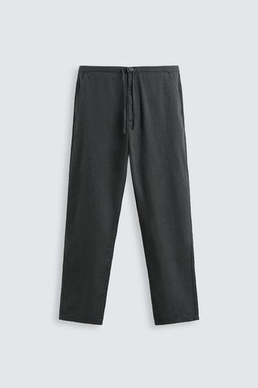 PANTALON COTON ET LIN - Gris de Zara - Image 6