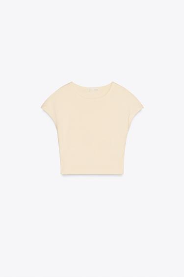T-SHIRT COURT EN COTON MODAL - Jaune de Zara - Image 3