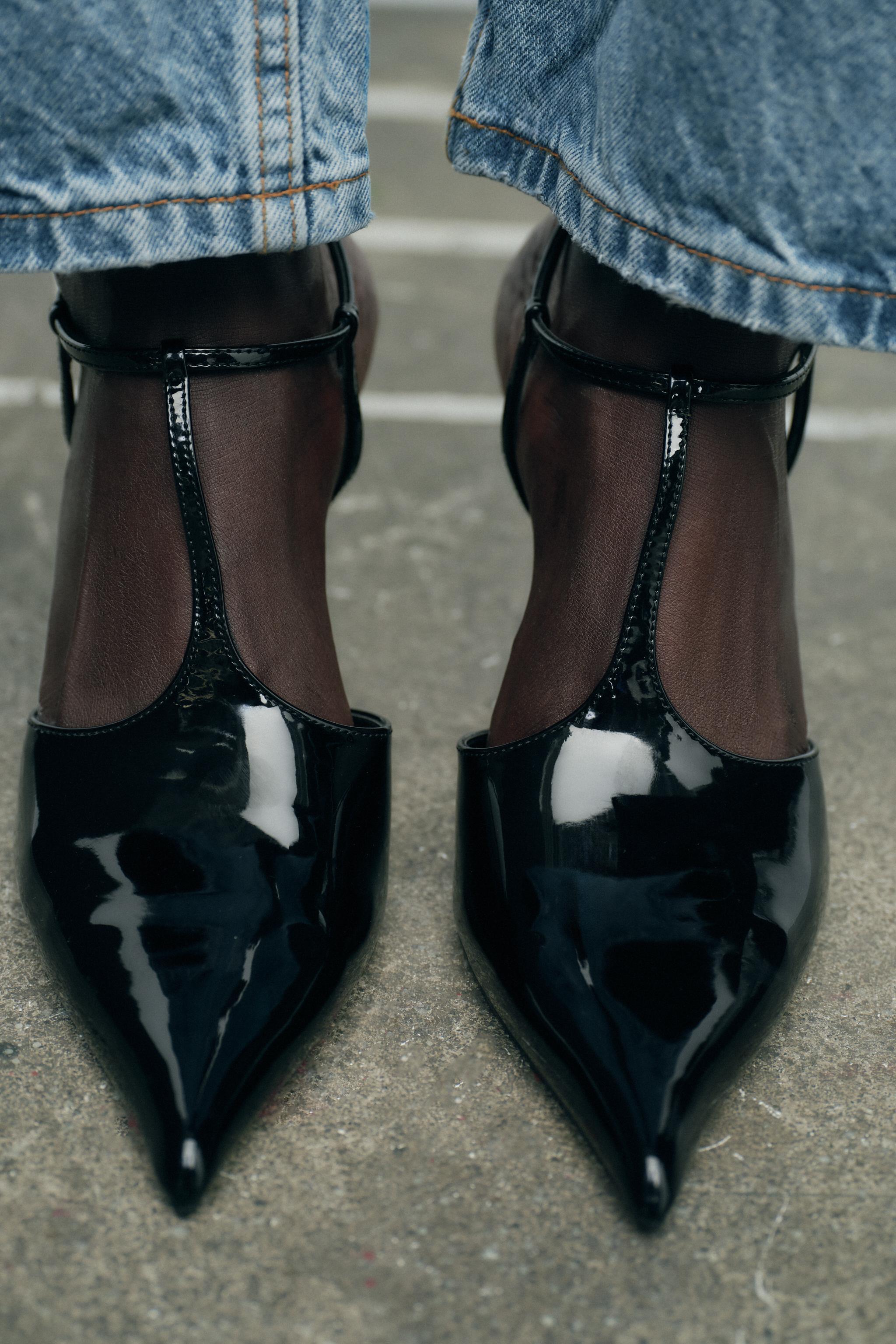 Faux patent leather heels on sale