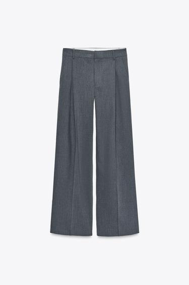 DOUBLE PLEAT TROUSERS - Dark grey by Zara