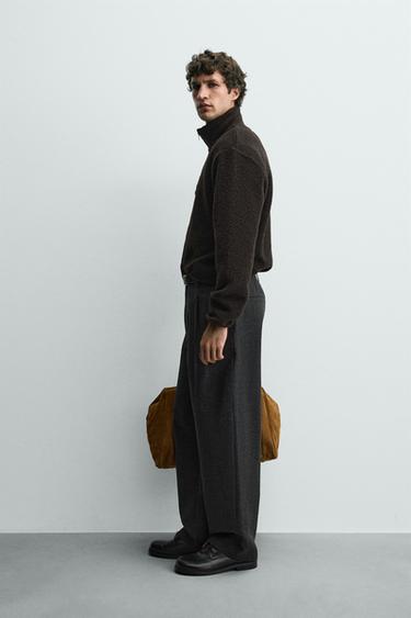 SWEAT EFFET MOUTON À COL ZIPPÉ - Marron foncé de Zara - Image 3