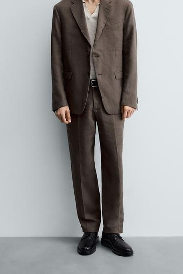 PANTALÓN TRAJE 100% LINO - Visón de Zara