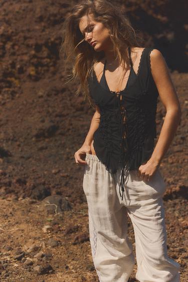 GATHERED TIE TOP - Black by Zara - Image 0