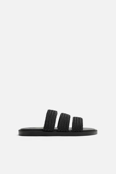 BRAIDED STRAP SANDALS - Black by Zara