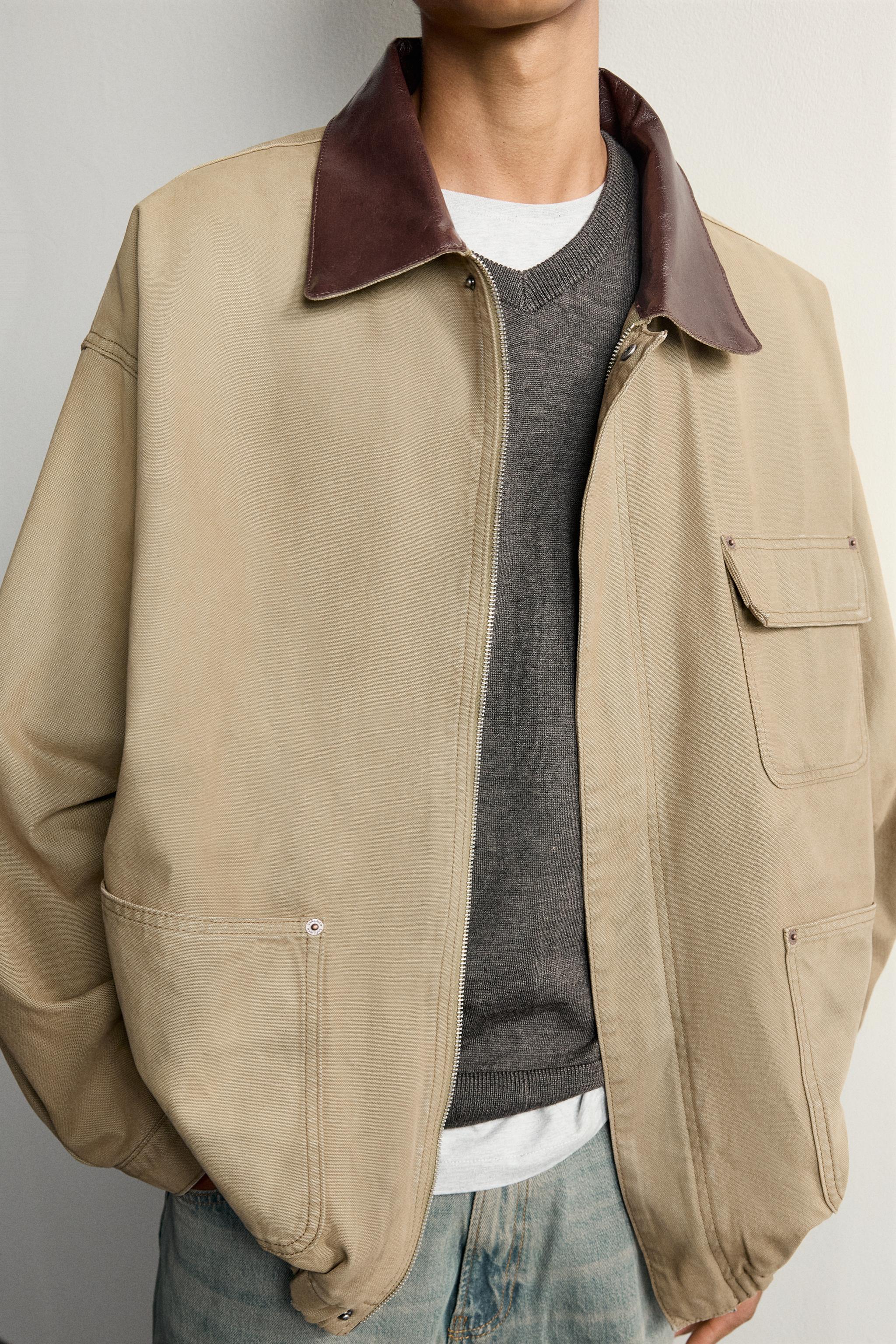 RELAXED FIT CONTRAST COLLAR JACKET