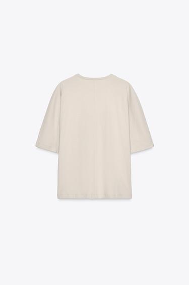 OVERSIZED TEXTURED T-SHIRT - Sand by Zara - Image 7