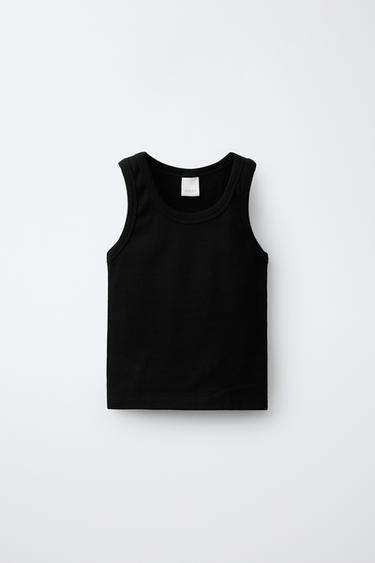 Zara PLAIN RIBBED TOP - Black