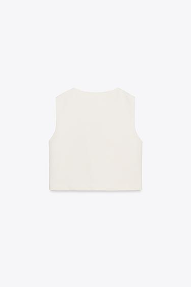 SLEEVELESS CREPE TOP - Ecru by Zara - Image 5