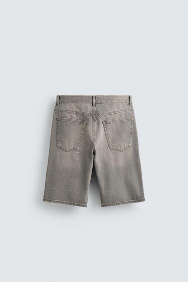BERMUDA EN DENIM COUPE BAGGY À ÉCLABOUSSURES - Beige de Zara - Image 7