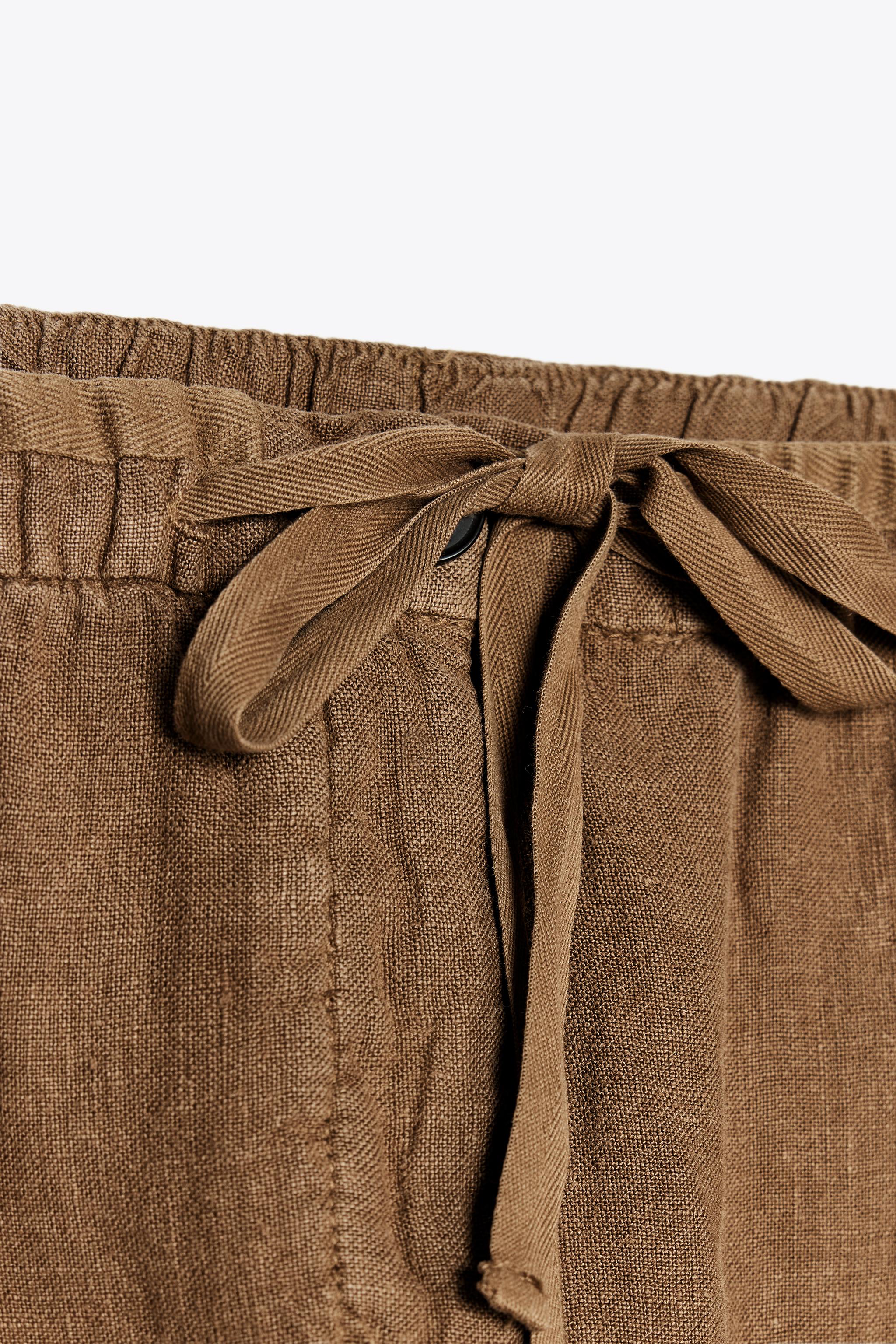 100% LINEN PANTS ZW COLLECTION - Brown | ZARA United States