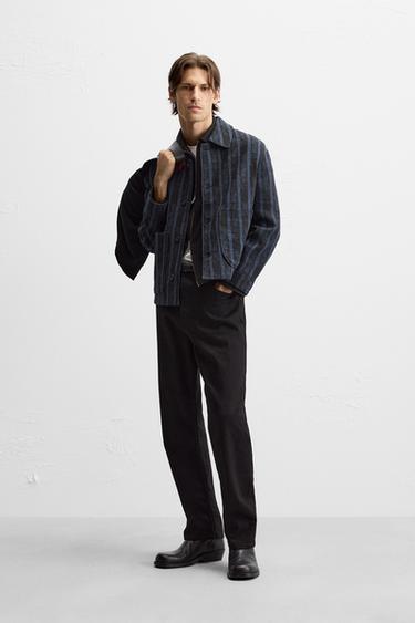 STRIPED JACQUARD JACKET - Navy blue by Zara - Image 0