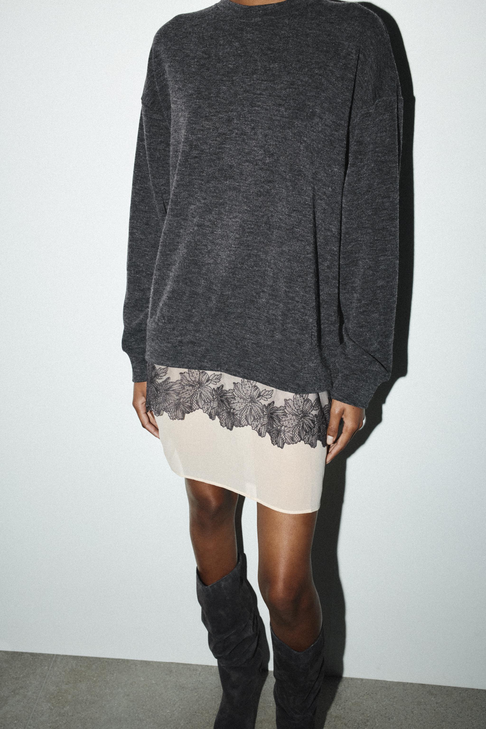 とわ SOFT EFFECT COMBINATION DRESS - Gray marl | ZARA United States