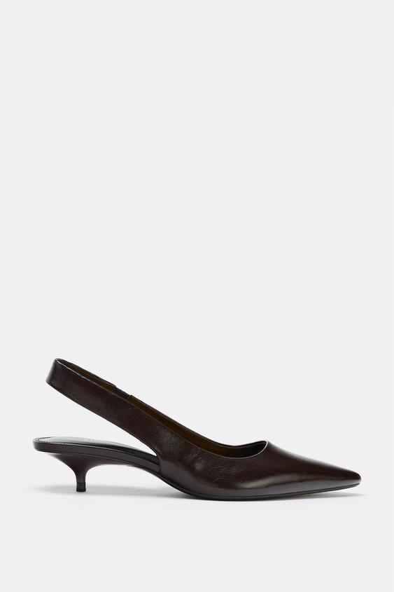 KITTEN-HEEL SHOES - Brown by Zara - Image 0