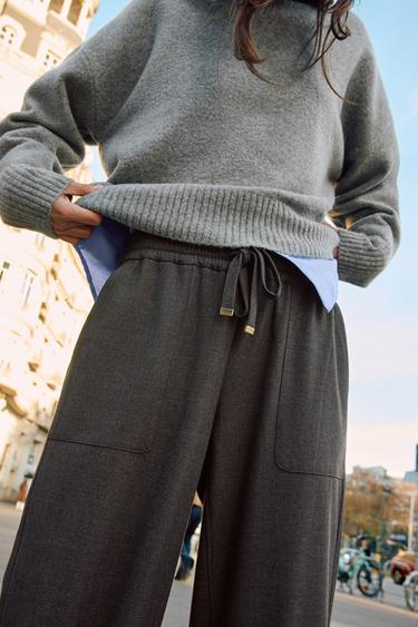 JOGGING TROUSERS WITH ELASTICATED CUFFS - Brown marl by Zara - Image 2