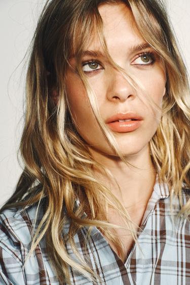 CHECK POPLIN WRAP SHIRT - Brown-Blue by Zara - Image 2