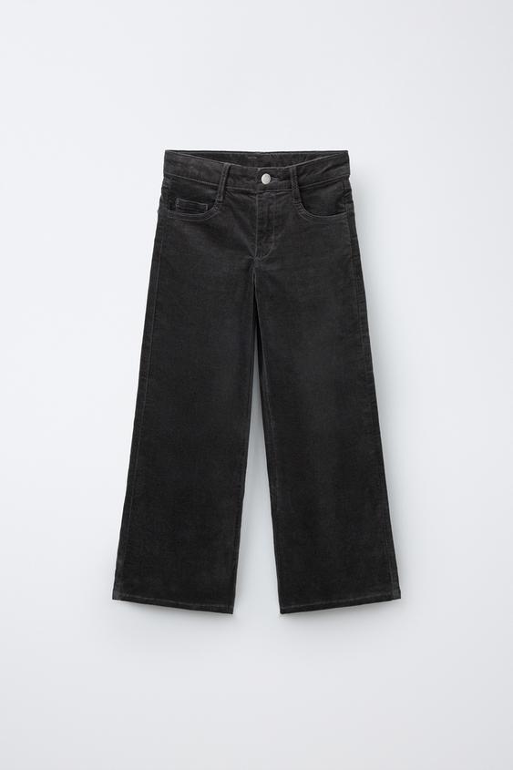 Zara VELVET STAR WIDE-LEG PANTS - Gray - Image 0