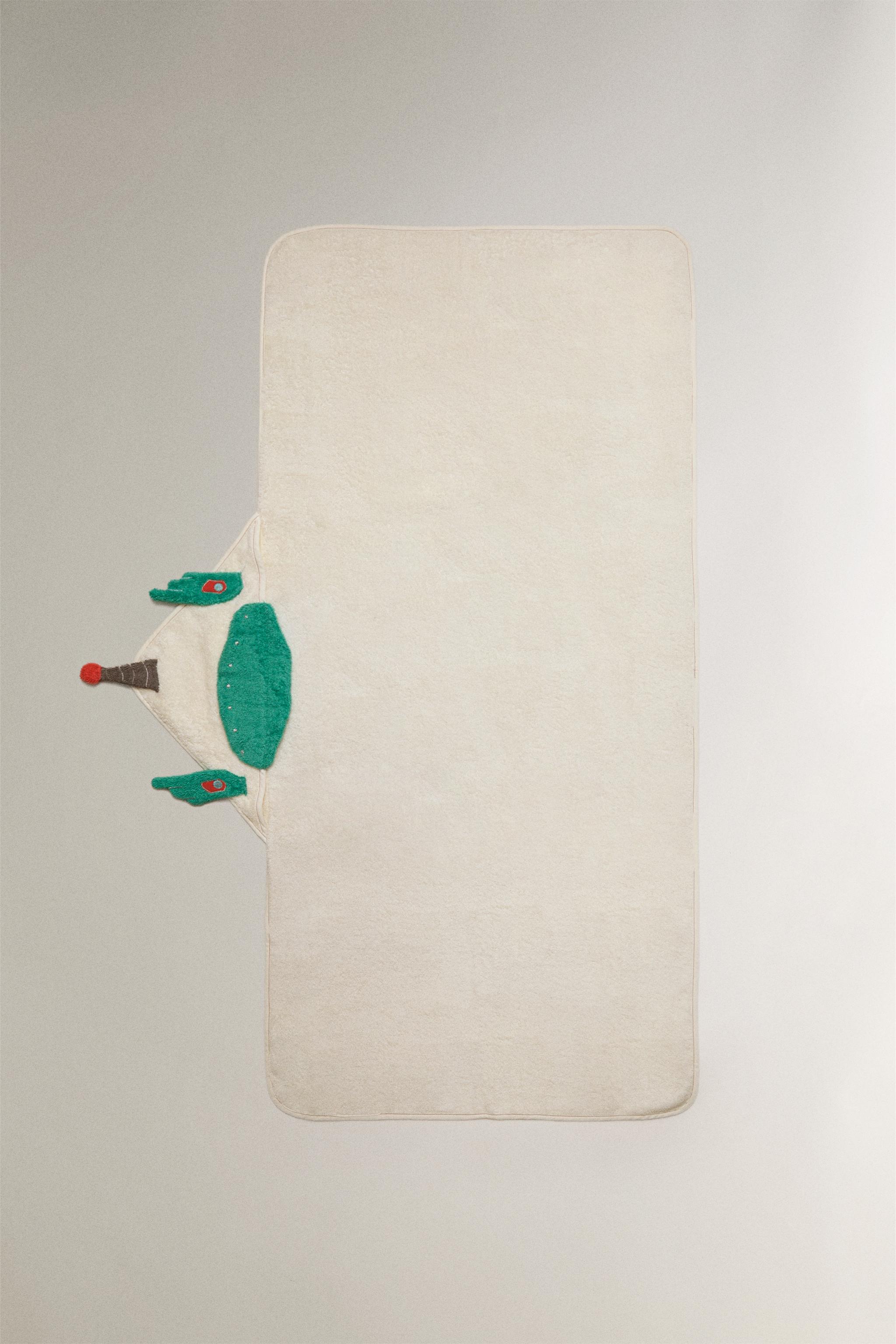 SPACE HOODED KIDS' BATH TOWEL — Oyster-white