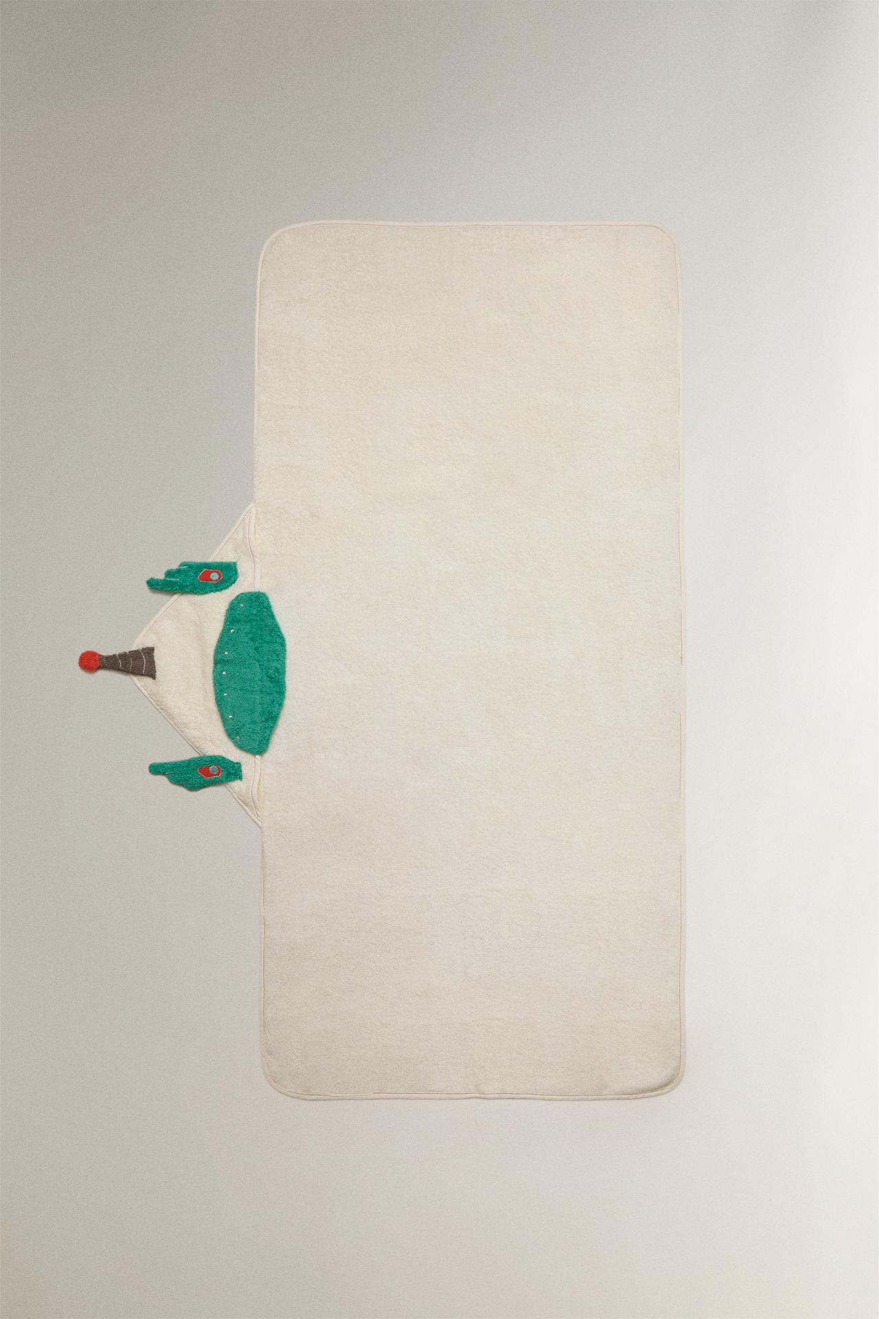 SPACE HOODED KIDS' BATH TOWEL — Oyster-white